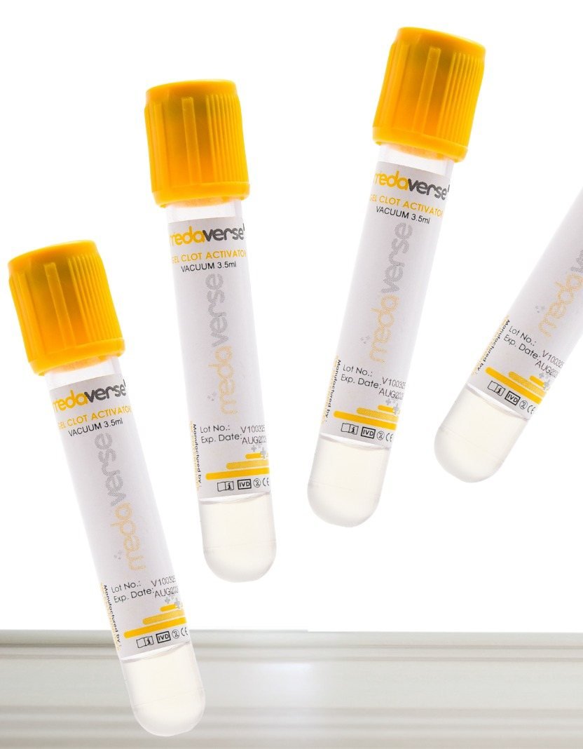 Gel clot activator tubes with gold caps